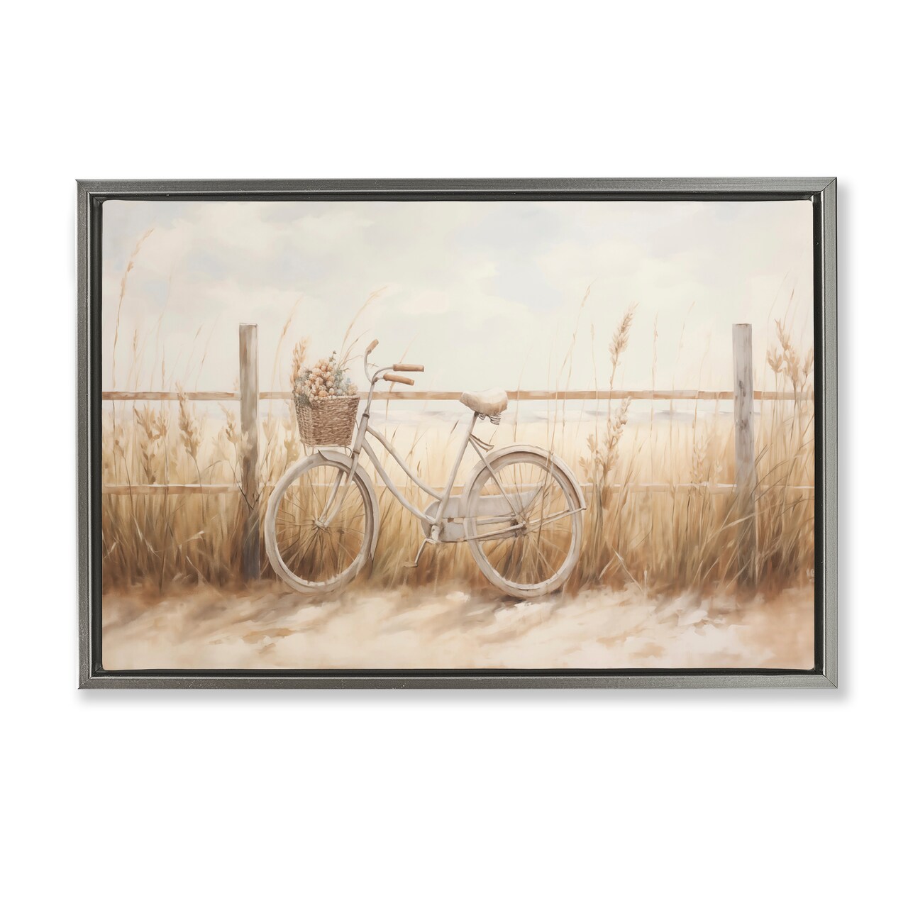 Stupell Industries Bicycle Basket with Herbs Floater Framed Canvas Wall Art Design by Arlington Prints